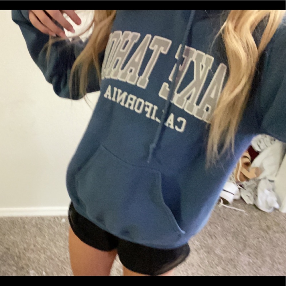 Lake tahoe vintage hoodie blue grey